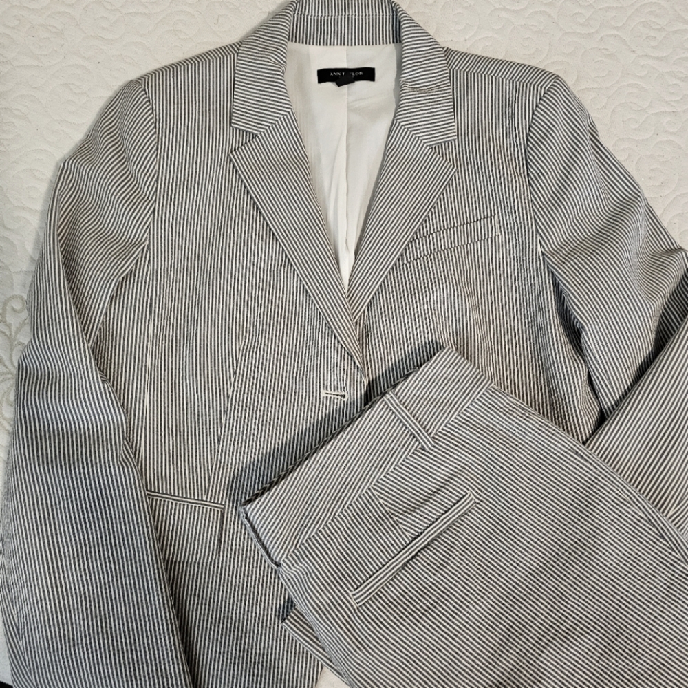 Blue and White stripped suit set